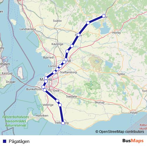 Pågatågen rail Line Map