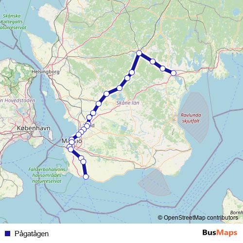 Pågatågen rail Line Map
