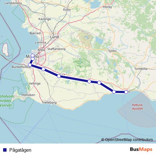 Pågatågen rail Line Map