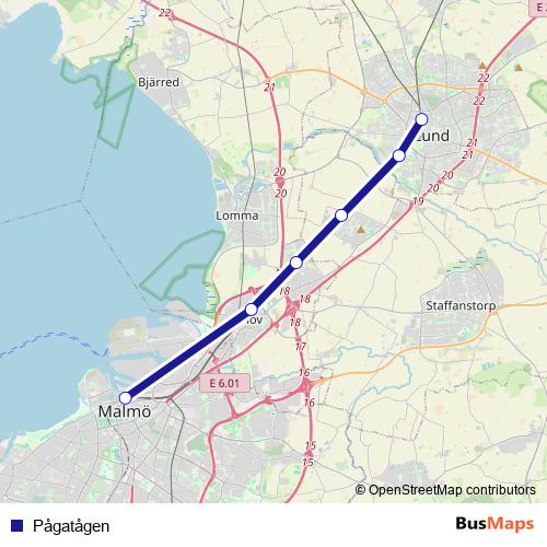 Pågatågen rail Line Map