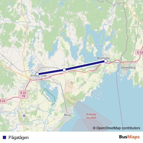 Pågatågen rail Line Map