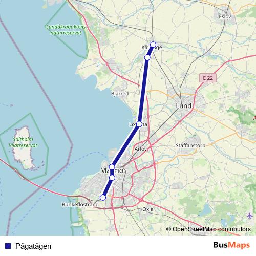 Pågatågen rail Line Map