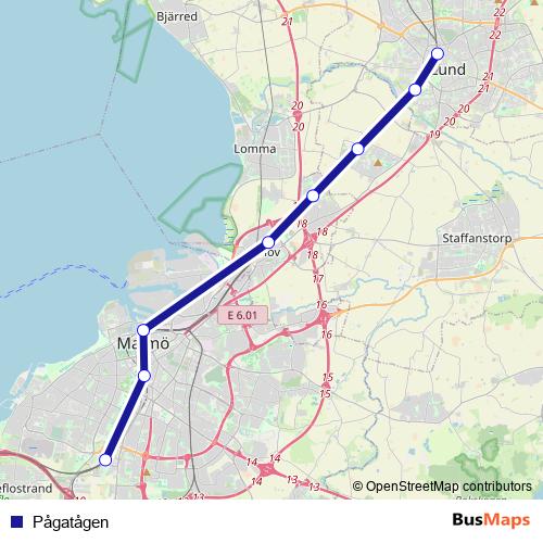 Pågatågen rail Line Map
