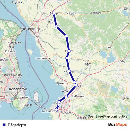 Pågatågen rail Line Map