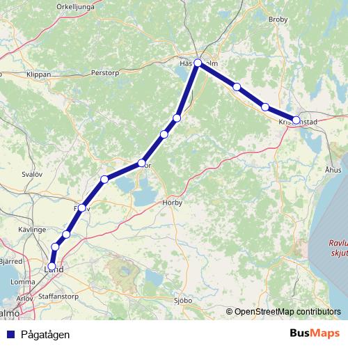 Pågatågen rail Line Map