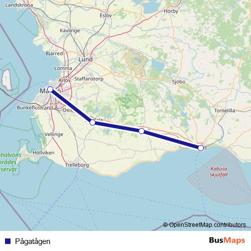 Pågatågen rail Line Map