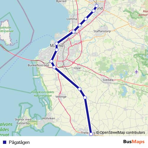 Pågatågen rail Line Map