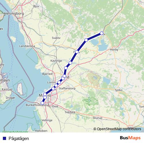 Pågatågen rail Line Map