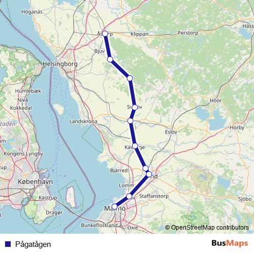 Pågatågen rail Line Map