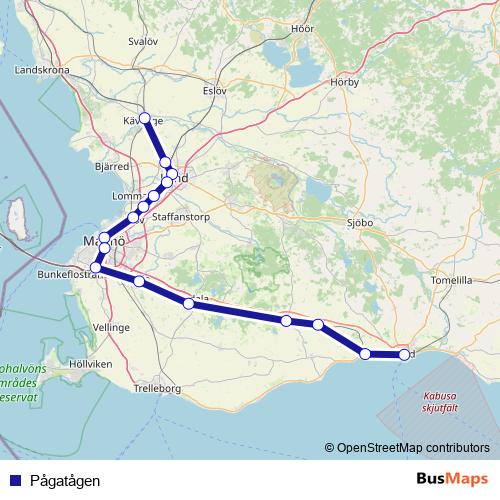 Pågatågen rail Line Map