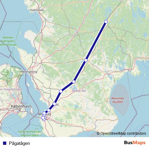 Pågatågen rail Line Map