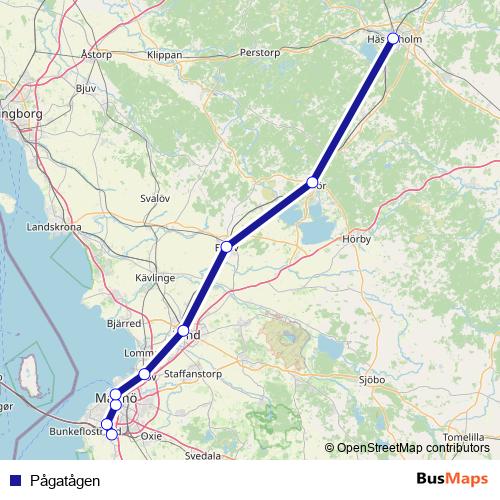 Pågatågen rail Line Map