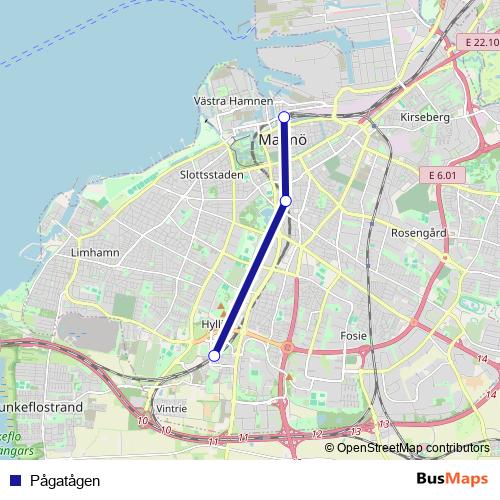 Pågatågen rail Line Map