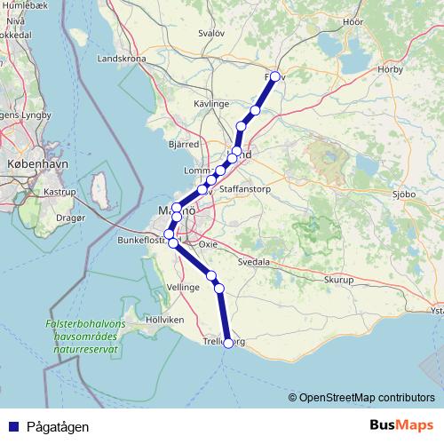 Pågatågen rail Line Map