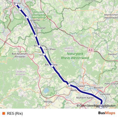 RE5 (Rrx) bus Line Map