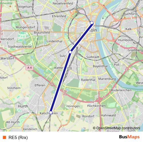 RE5 (Rrx) bus Line Map