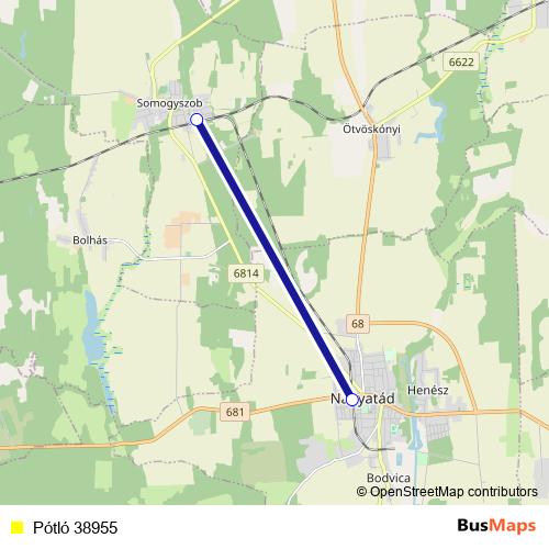 Pótló 38955 bus Line Map