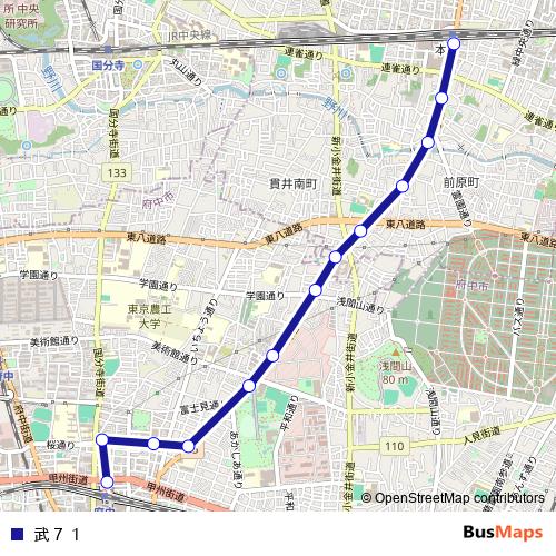 武７１ bus Line Map
