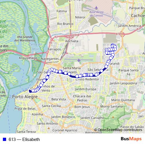 613 bus Line Map