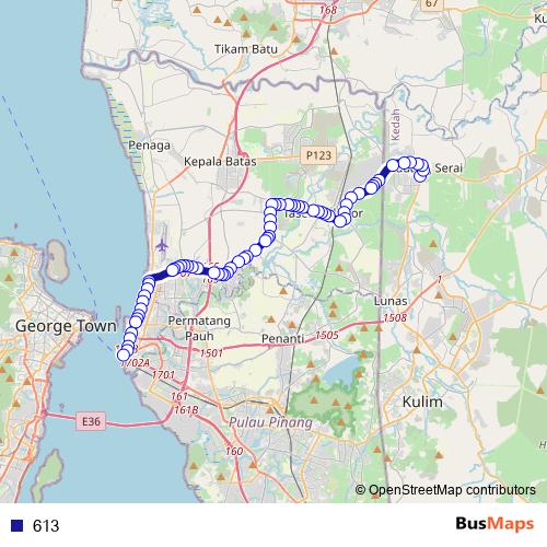 613 bus Line Map