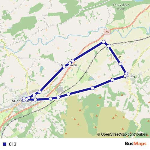 613 bus Line Map