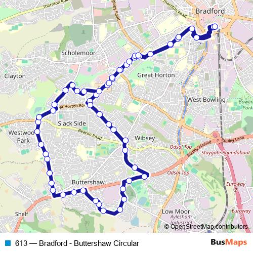 613 bus Line Map