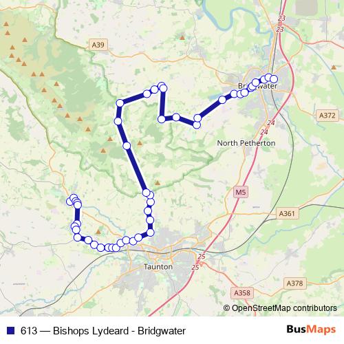 613 bus Line Map