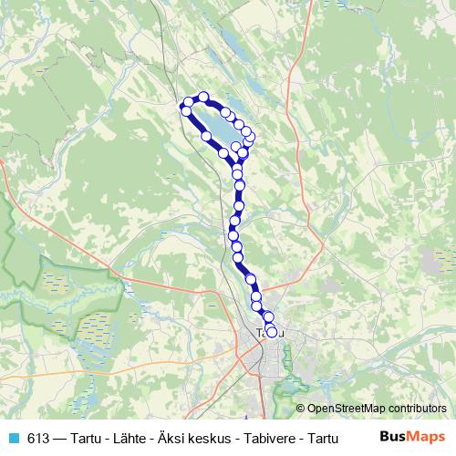 613 bus Line Map