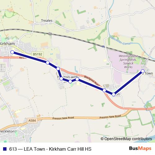 613 bus Line Map
