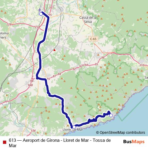 613 bus Line Map