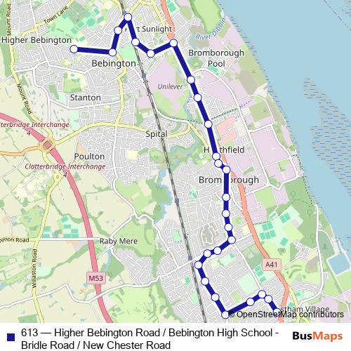 613 bus Line Map