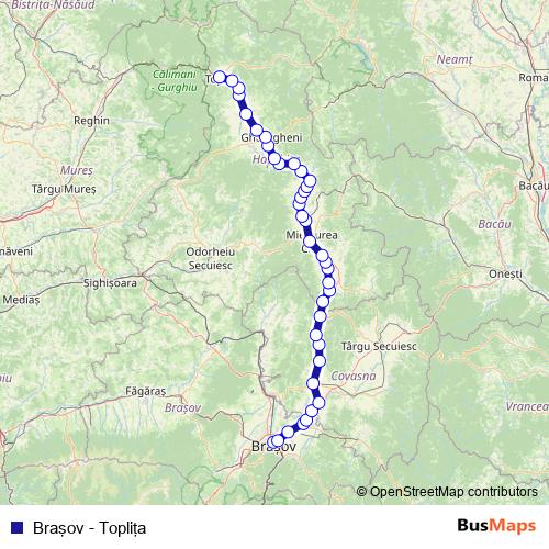 Braşov - Topliţa rail Line Map
