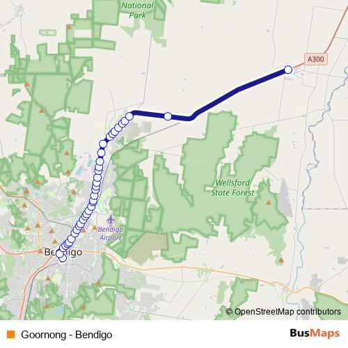 Goornong - Bendigo bus Line Map