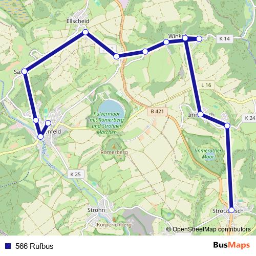 566 Rufbus bus Line Map