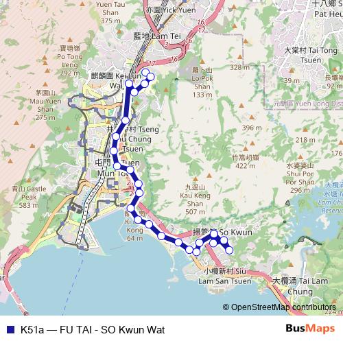 K51a bus Line Map