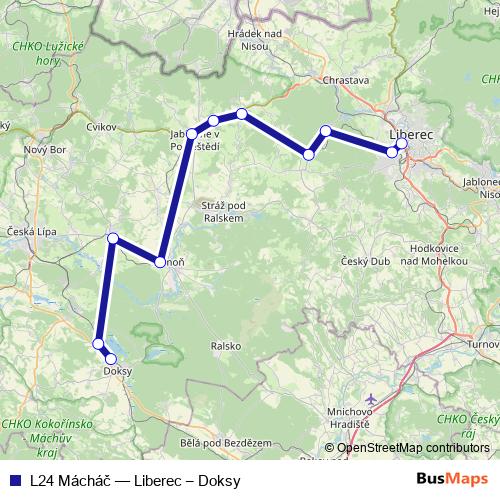 L24 Mácháč rail Line Map