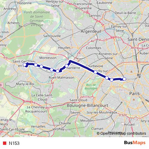 N153 bus Line Map