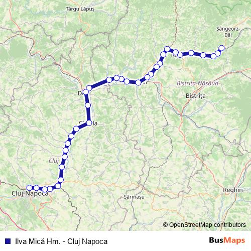Ilva Mică Hm. - Cluj Napoca rail Line Map