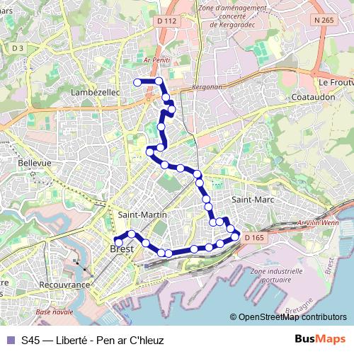 S45 bus Line Map