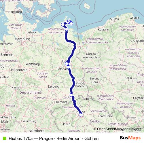 Flixbus 170a bus Line Map