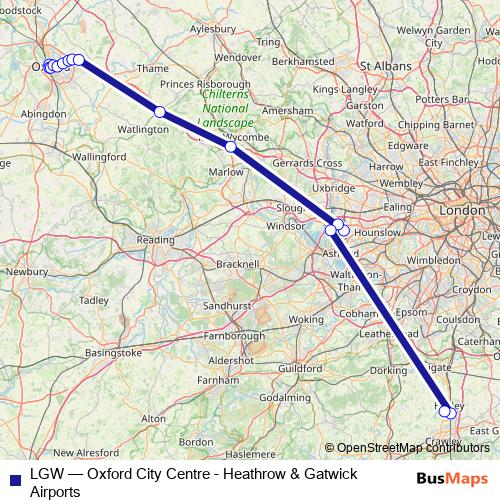 LGW bus Line Map