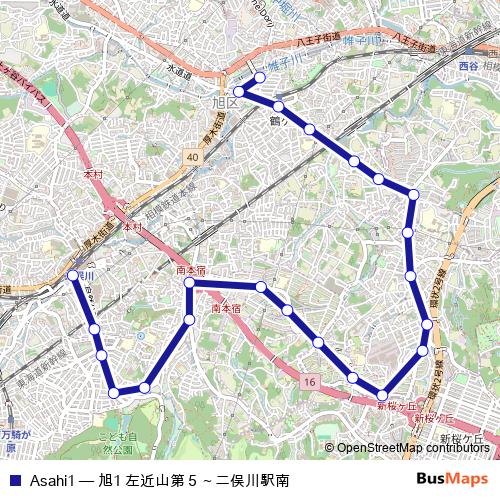 Asahi1 bus Line Map