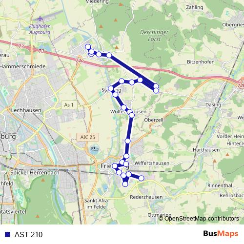 AST 210 bus Line Map