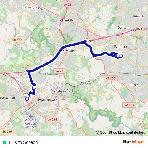 FFX to Scitech bus Line Map