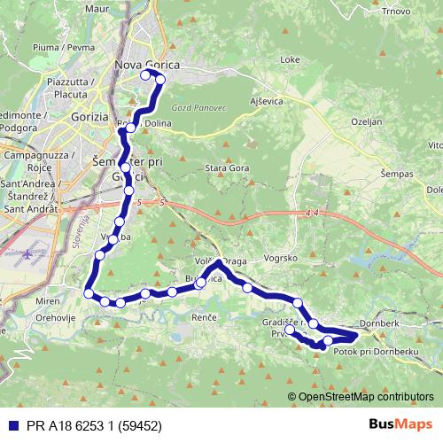 PR A18 6253 1 (59452) bus Line Map