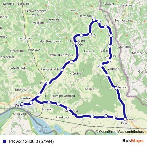 PR A22 2306 0 (57994) bus Line Map