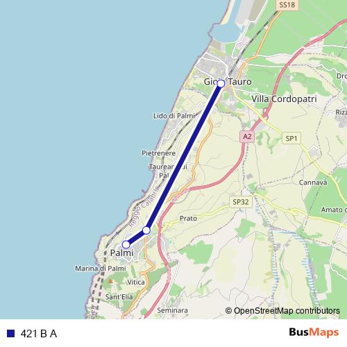 421 B A bus Line Map