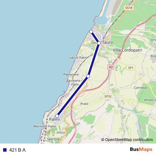 421 B A bus Line Map