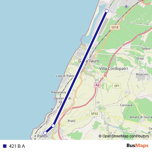 421 B A bus Line Map