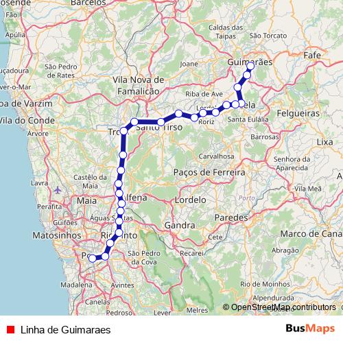 Linha de Guimaraes rail Line Map